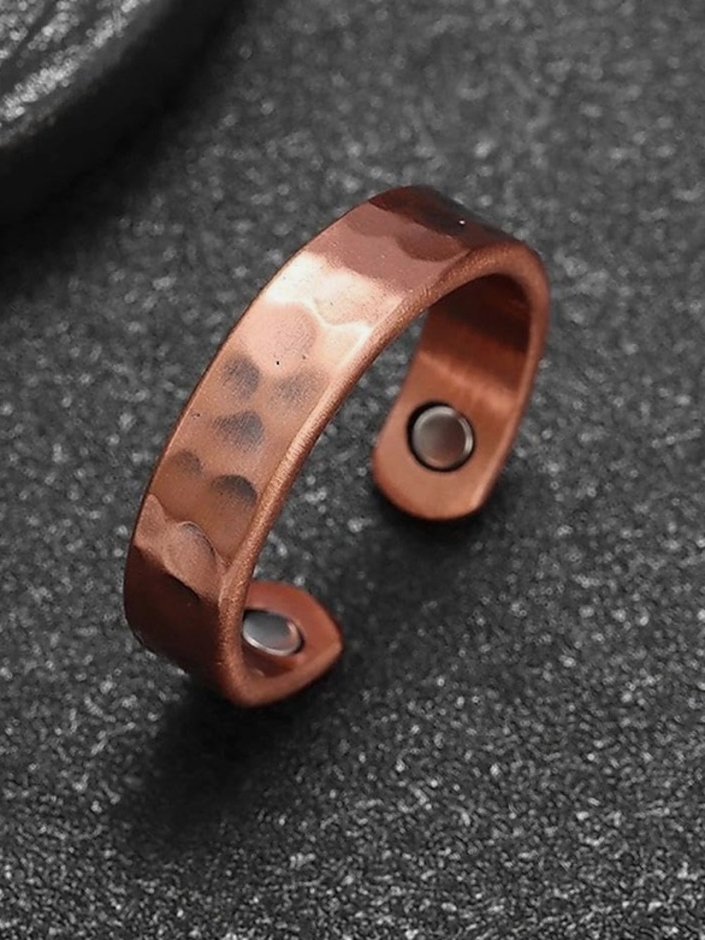 NWT No Label Unisex Hammered Design Copper Adjustable Cuff Ring